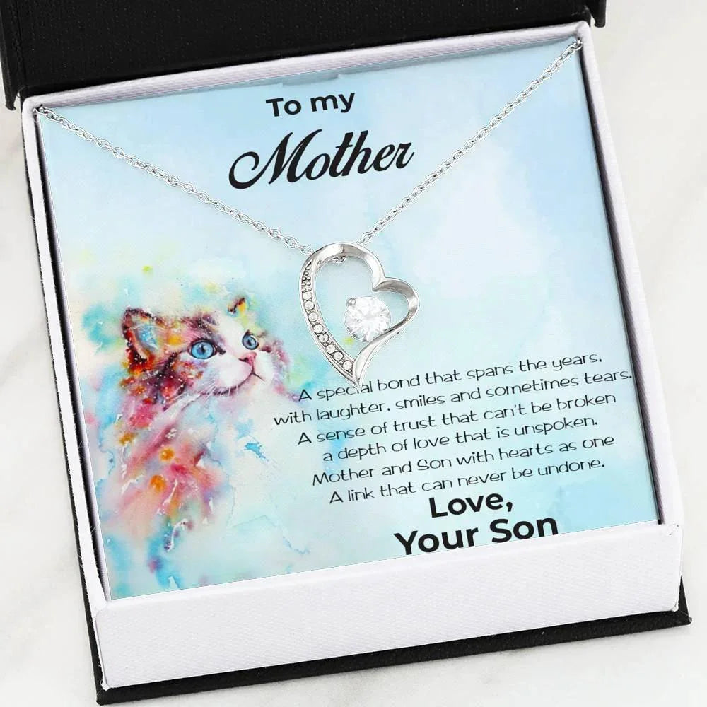 Gift to Mother from Son Heart Pendant Necklace