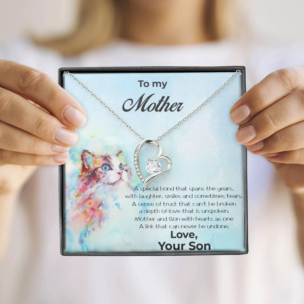 Gift to Mother from Son Heart Pendant Necklace