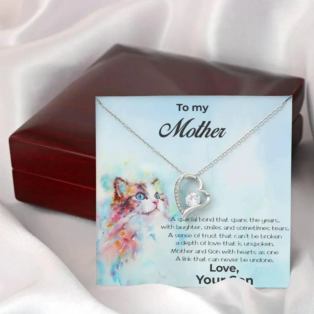 Gift to Mother from Son Heart Pendant Necklace