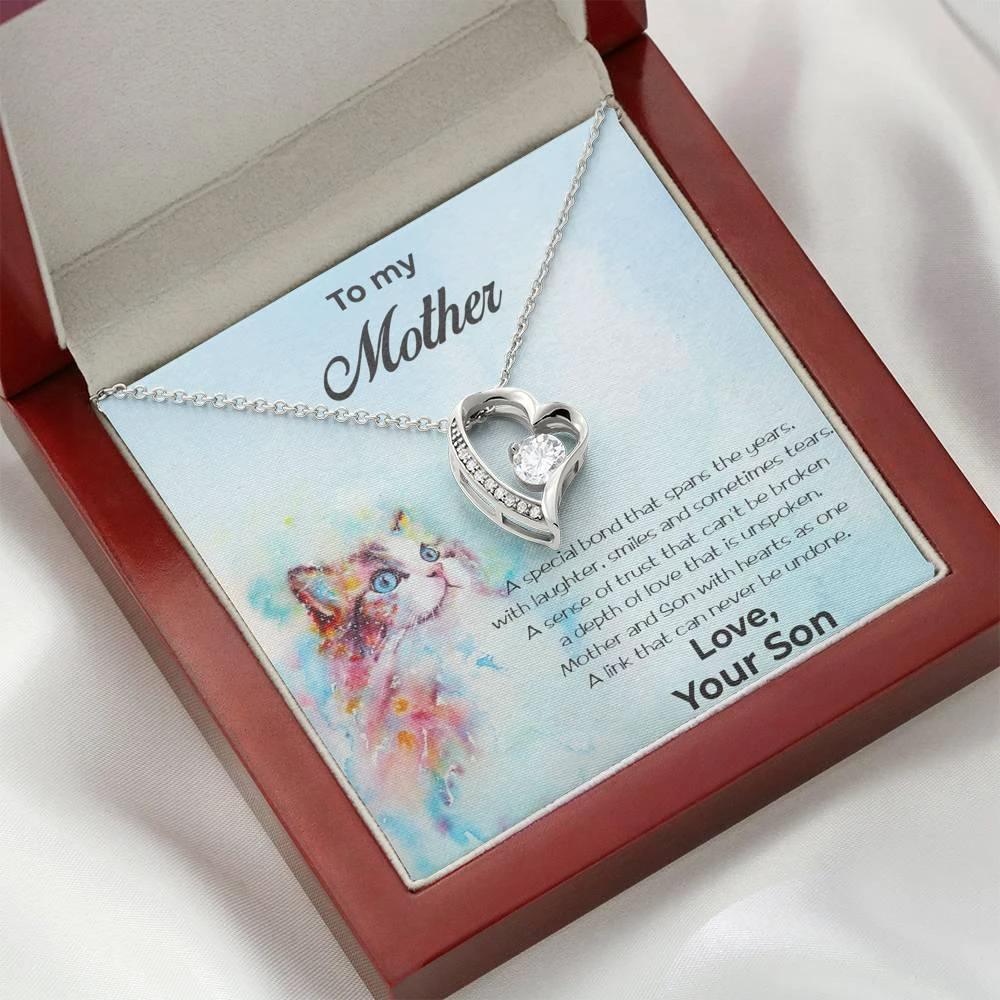 Gift to Mother from Son Heart Pendant Necklace
