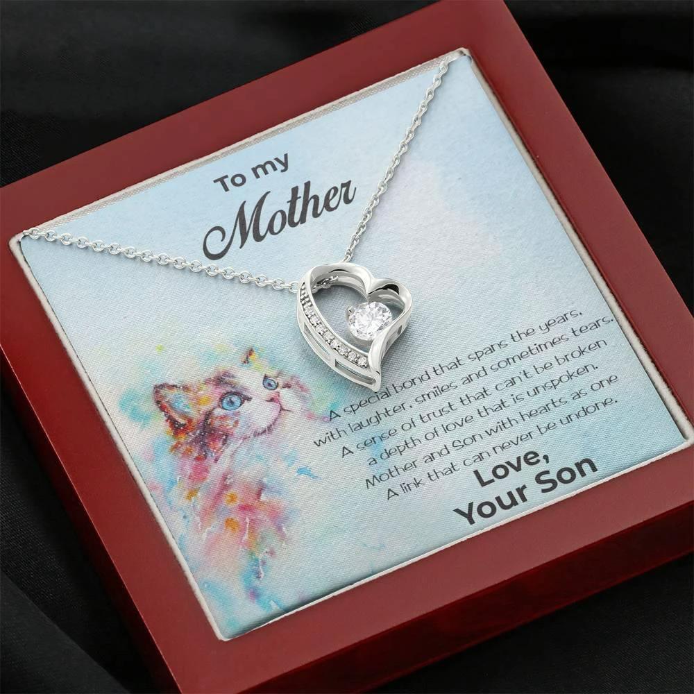 Gift to Mother from Son Heart Pendant Necklace