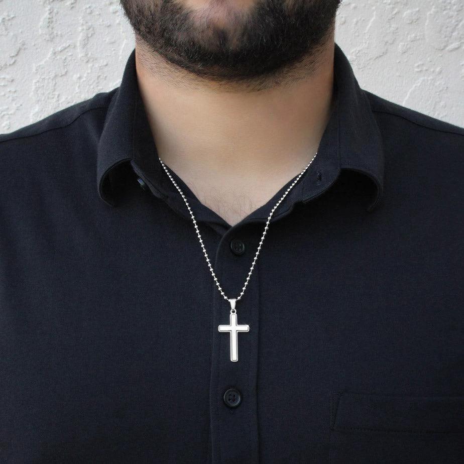 Grandson Personalized Christmas Cross Pendant Necklace
