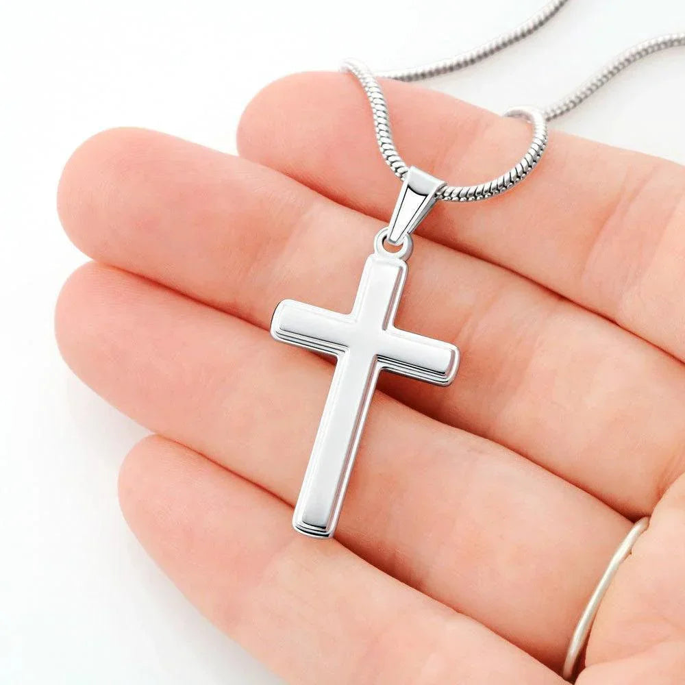 Granddaughter Custom Engraved Cross Pendant Necklace Puppy Message Card