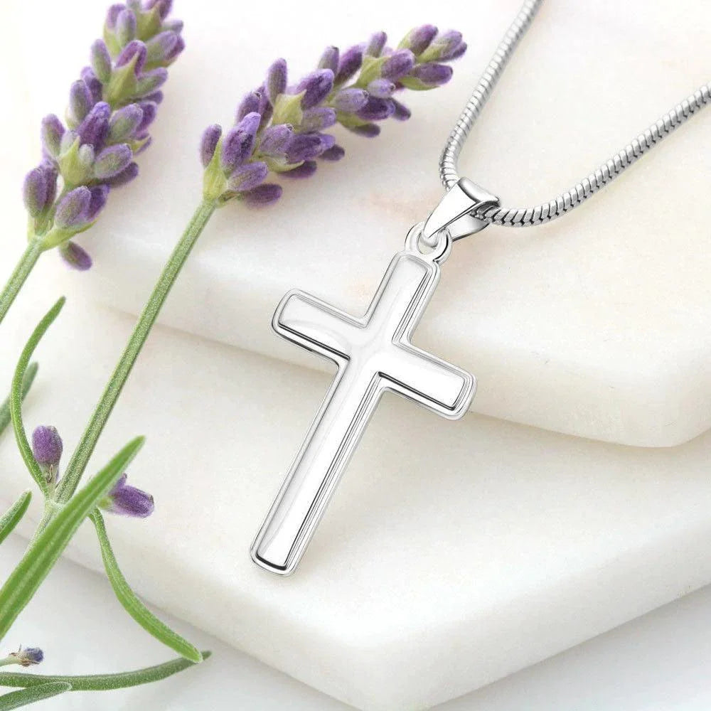 Granddaughter Custom Engraved Cross Pendant Necklace