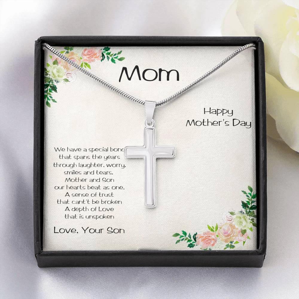 Mother's Day Engraved Cross Pendant from Son