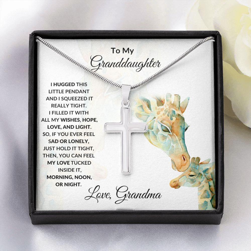 Granddaughter Gift Engraved Cross Pendant Necklace