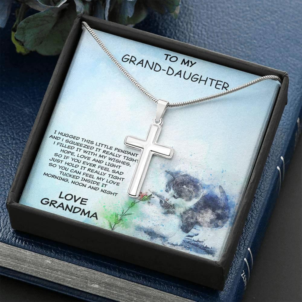 Personalized Granddaughter Cross Pendant Necklace from Grandma