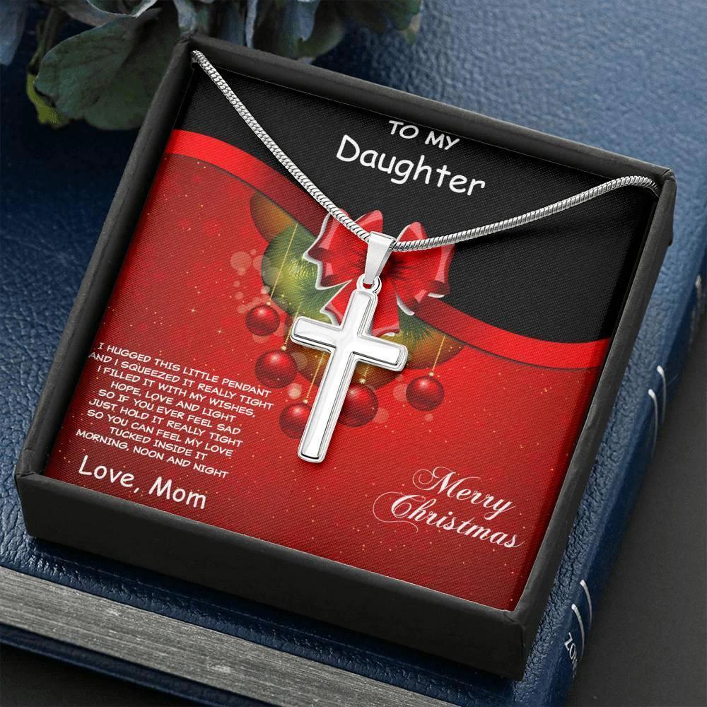 Christmas Gift for Daughter Personalized Cross Pendant Necklace