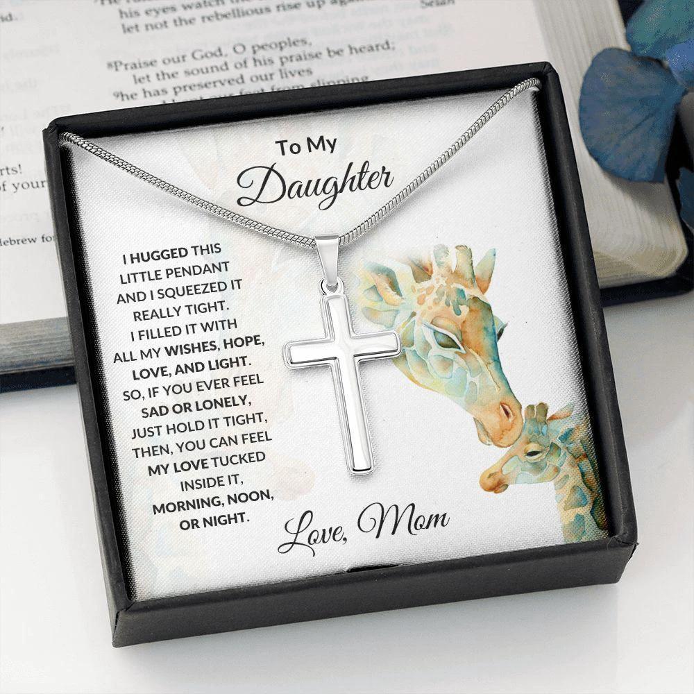 Gift for Daughter Personalized Engraved Cross Necklace