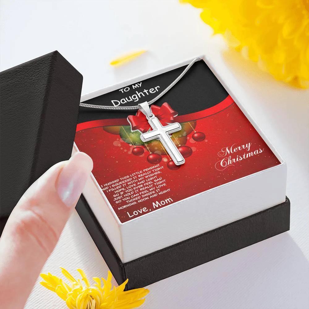 Christmas Gift for Daughter Personalized Cross Pendant Necklace