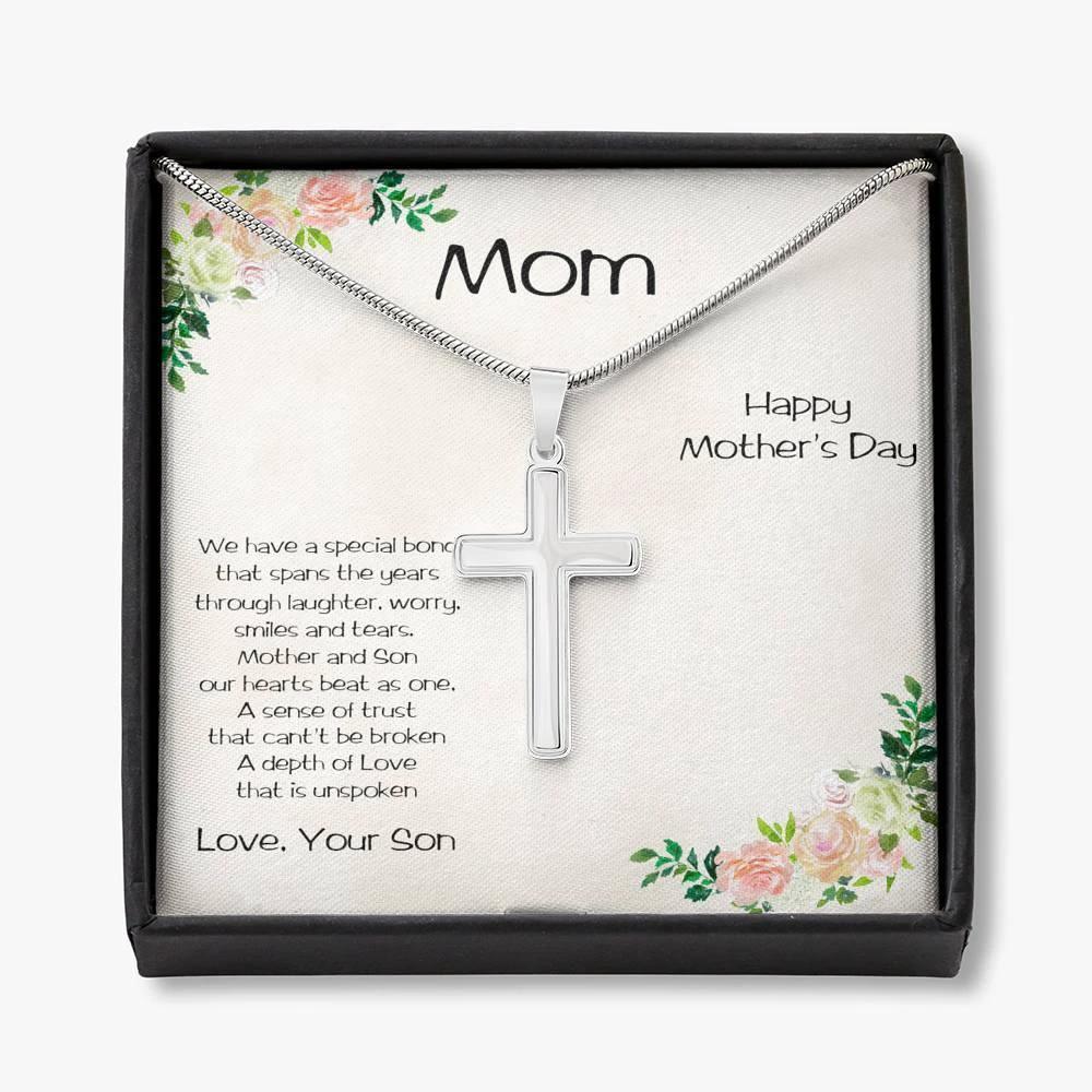 Mother's Day Engraved Cross Pendant from Son