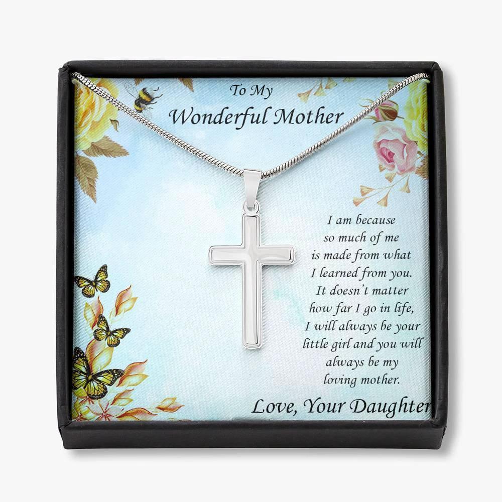 To Mother from Daughter Personalized Engraved Cross Pendant Necklace
