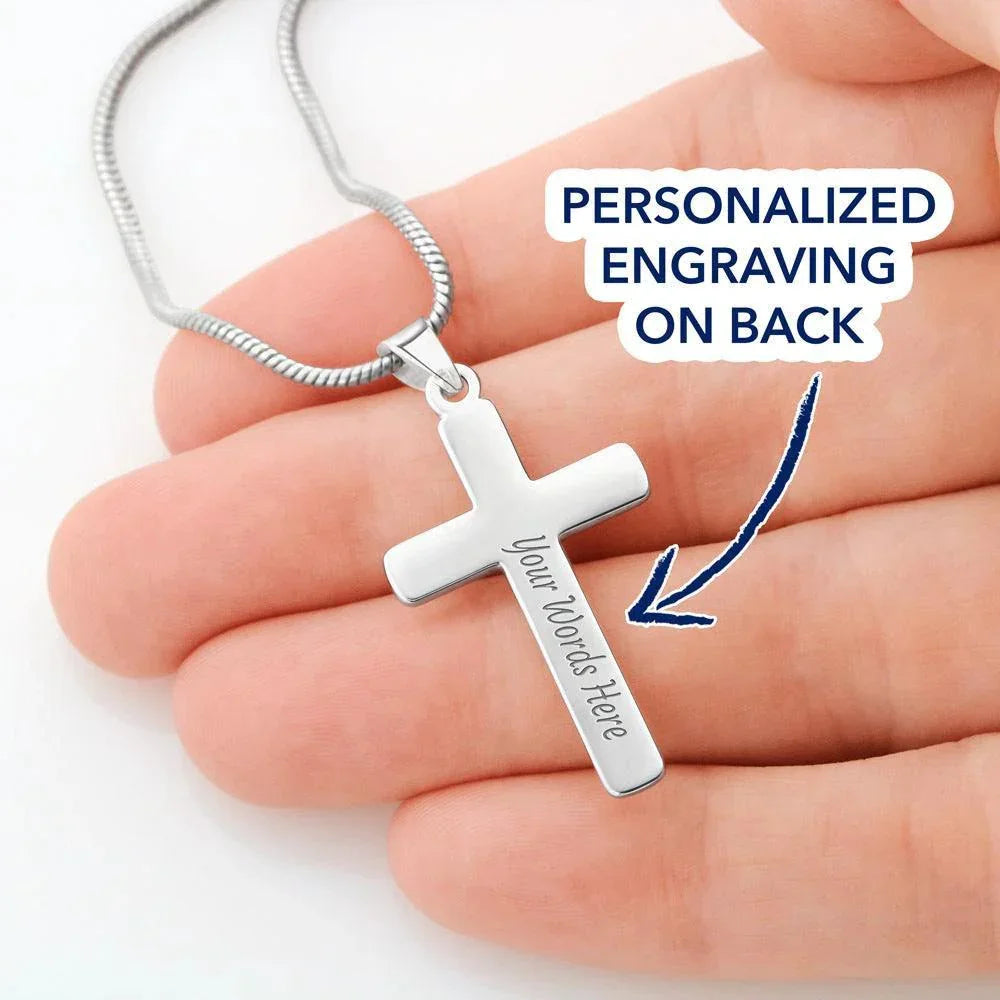 Personalized Granddaughter Christmas Cross Pendant Necklace