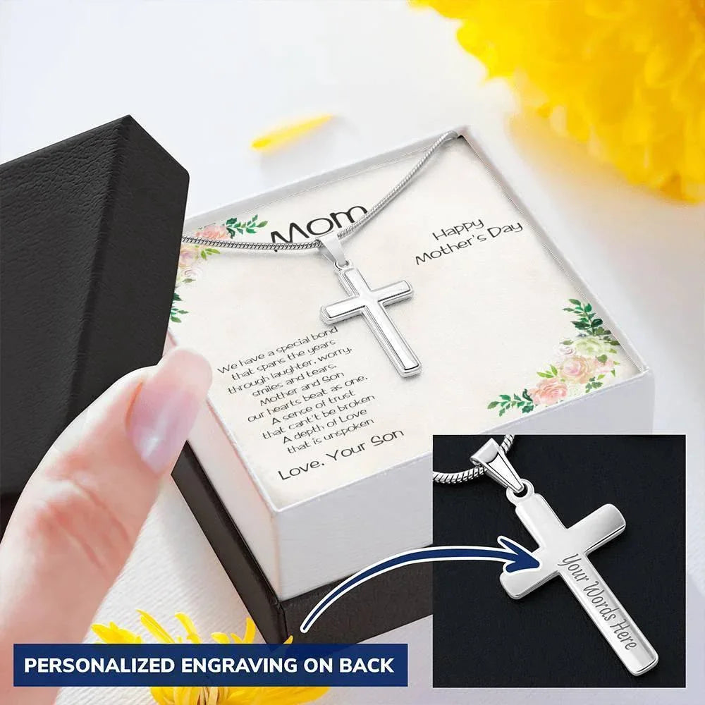 Mother's Day Engraved Cross Pendant from Son