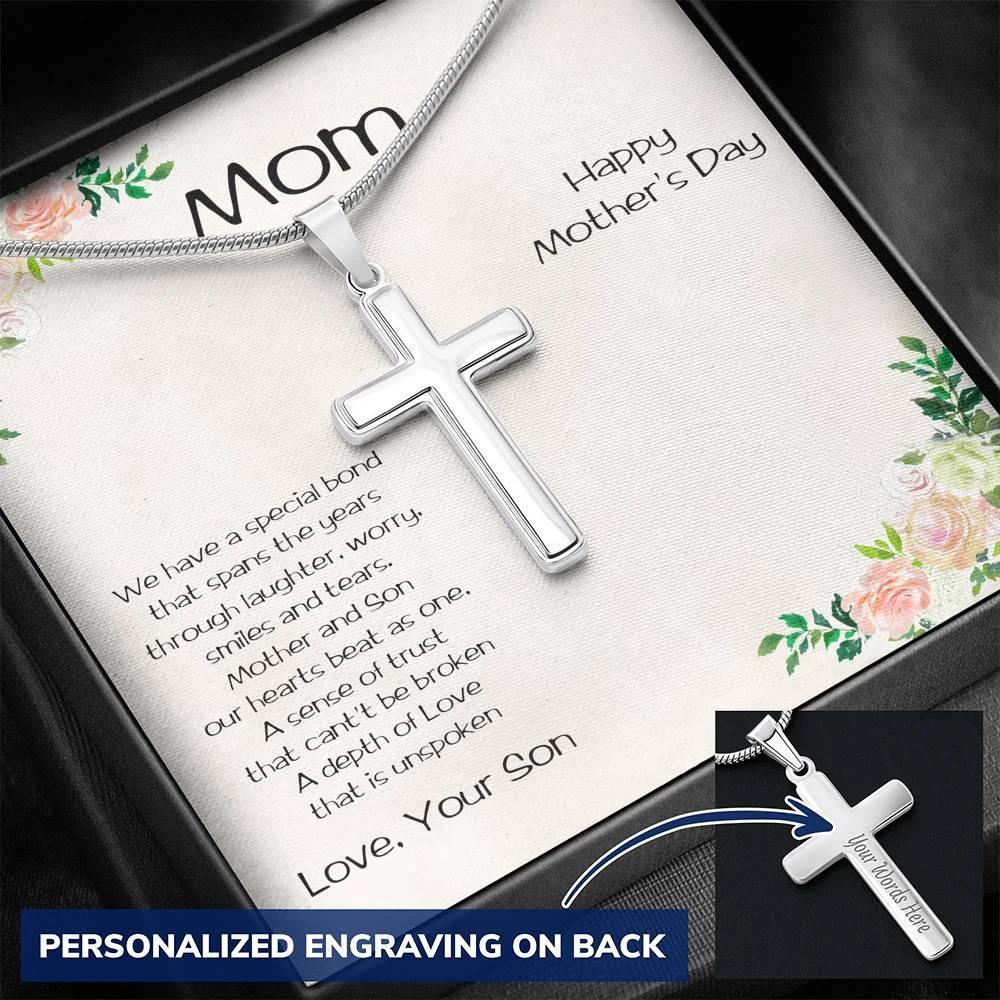 Mother's Day Engraved Cross Pendant from Son