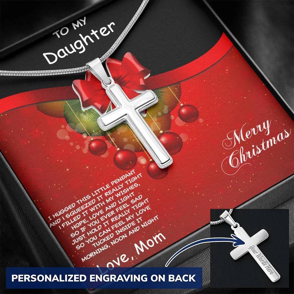 Christmas Gift for Daughter Personalized Cross Pendant Necklace