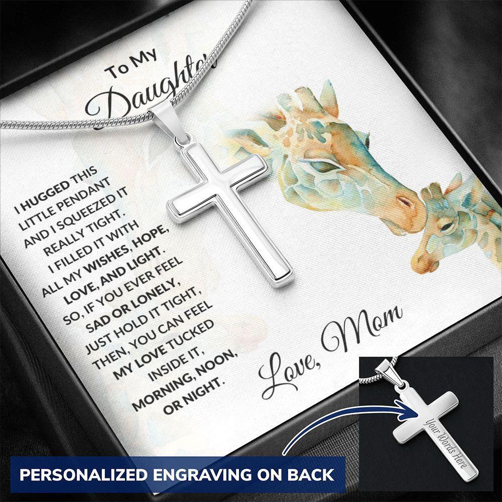 Gift for Daughter Personalized Engraved Cross Necklace