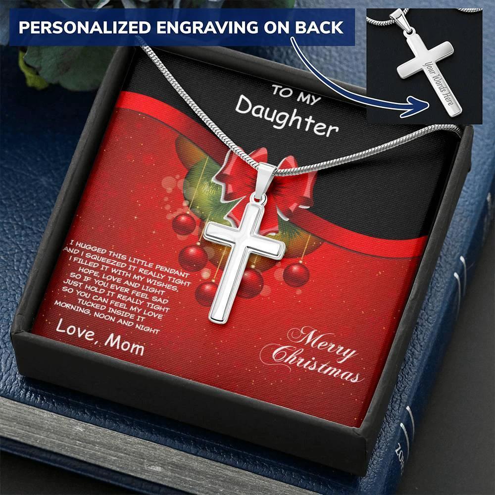 Christmas Gift for Daughter Personalized Cross Pendant Necklace