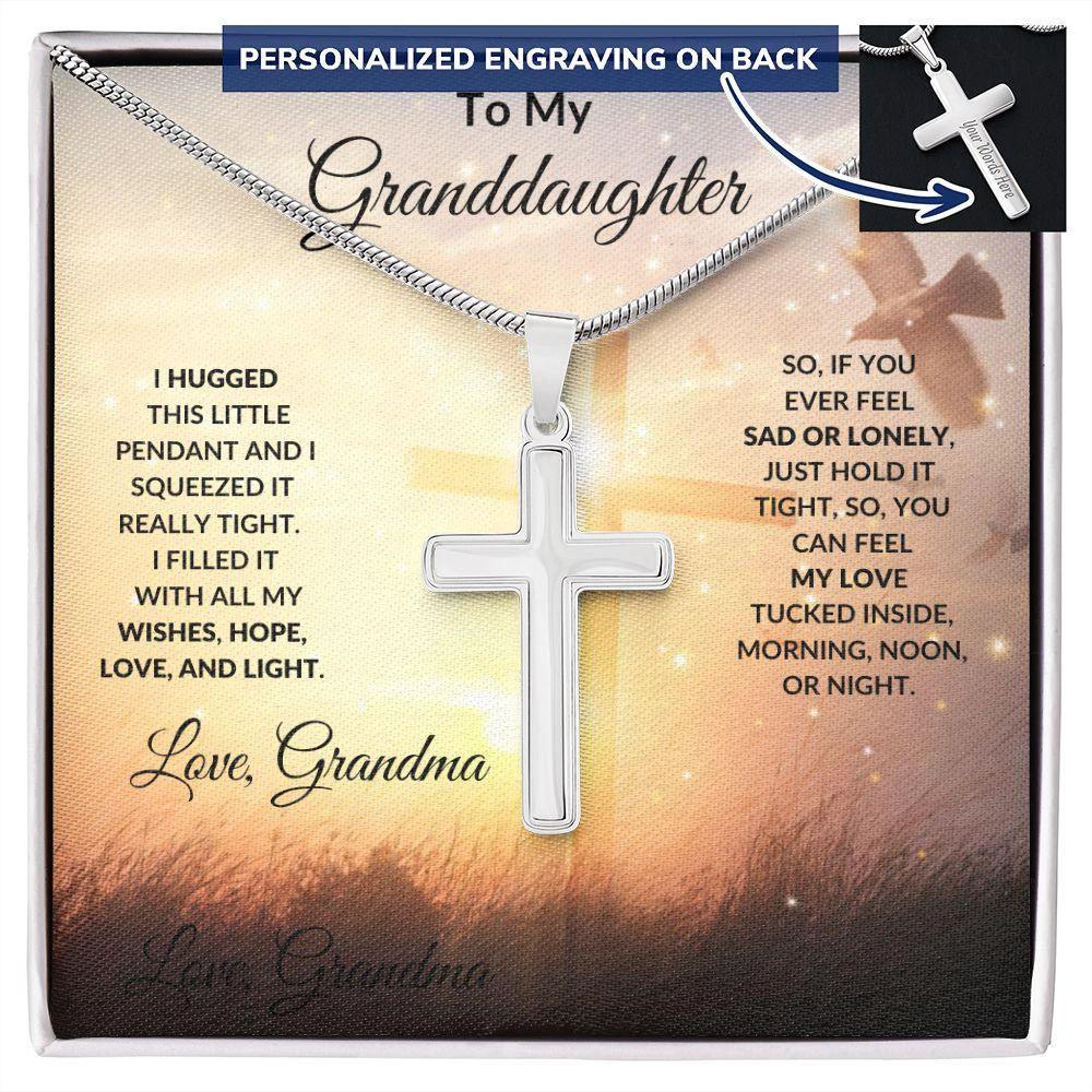 Gift for Granddaughter Personalized Cross Necklace Love Grandma