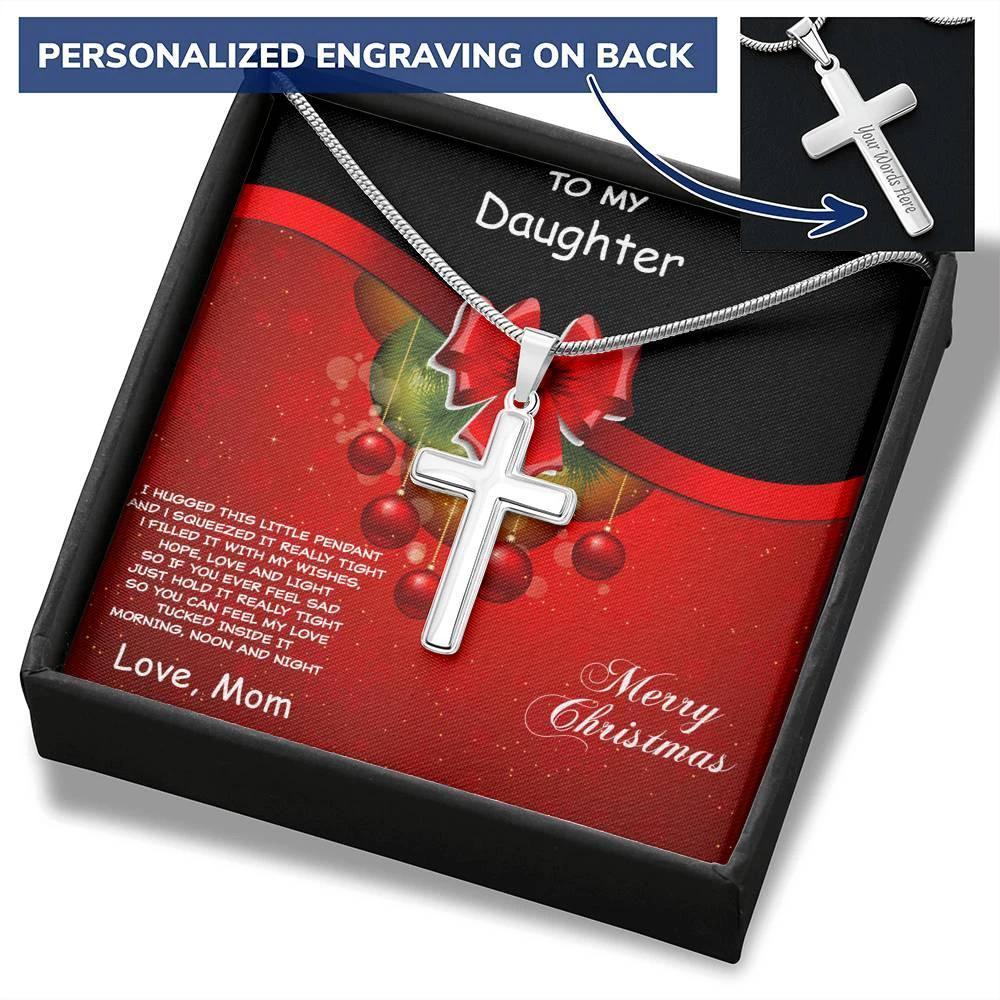 Christmas Gift for Daughter Personalized Cross Pendant Necklace