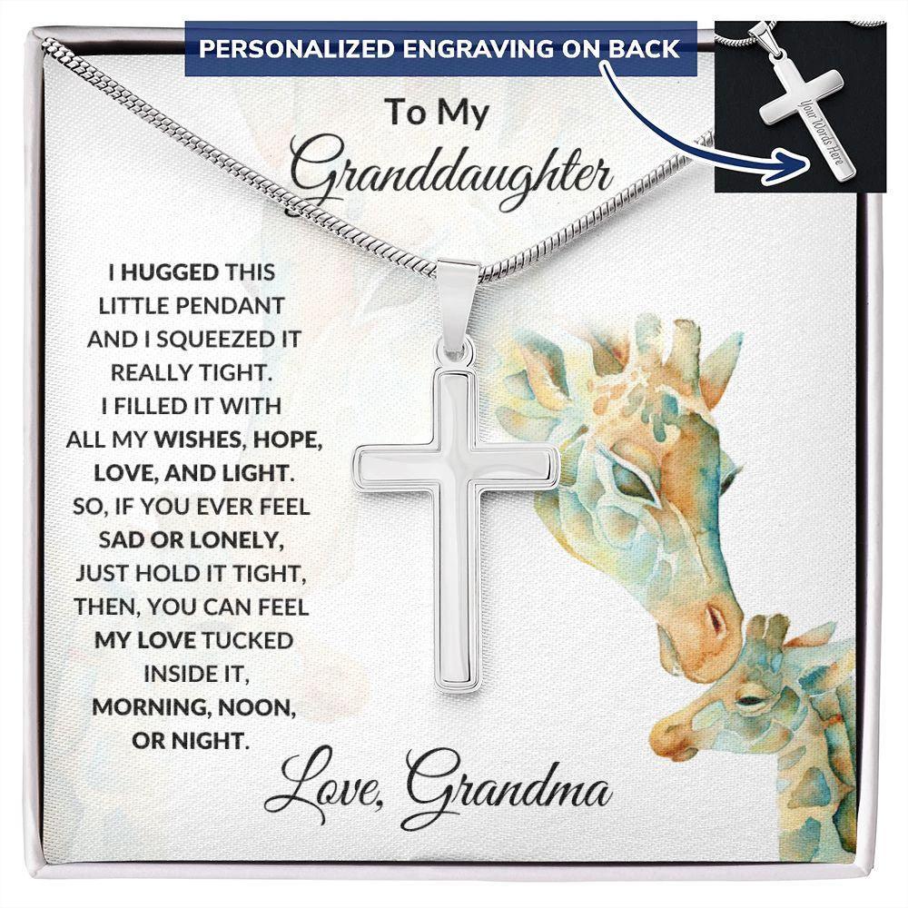 Granddaughter Gift Engraved Cross Pendant Necklace