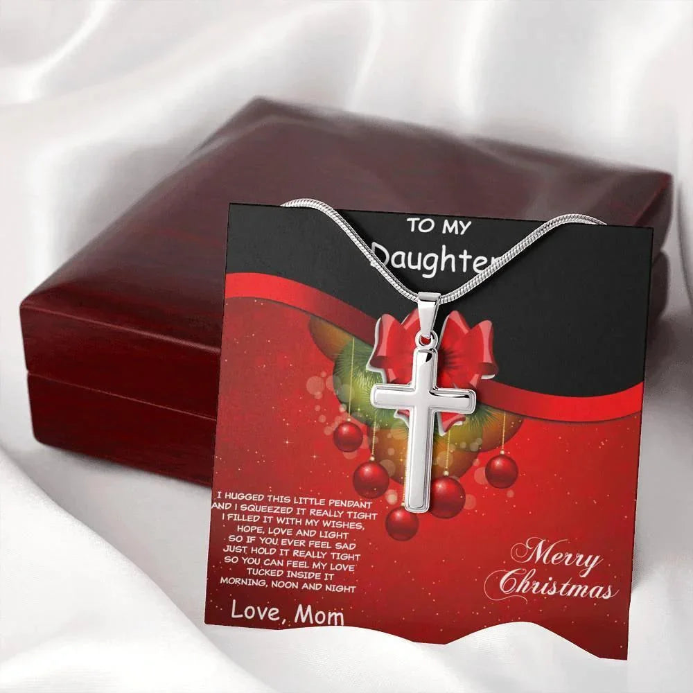 Christmas Gift for Daughter Personalized Cross Pendant Necklace