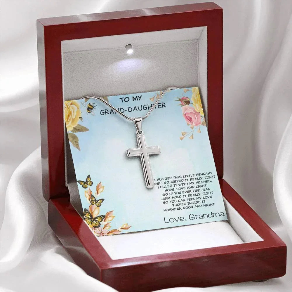 Personalized Granddaughter Cross Pendant Necklace