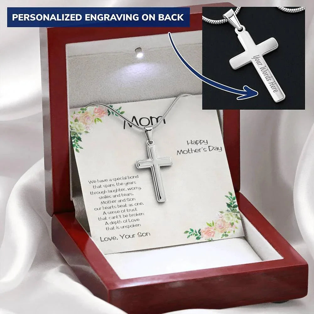 Mother's Day Engraved Cross Pendant from Son