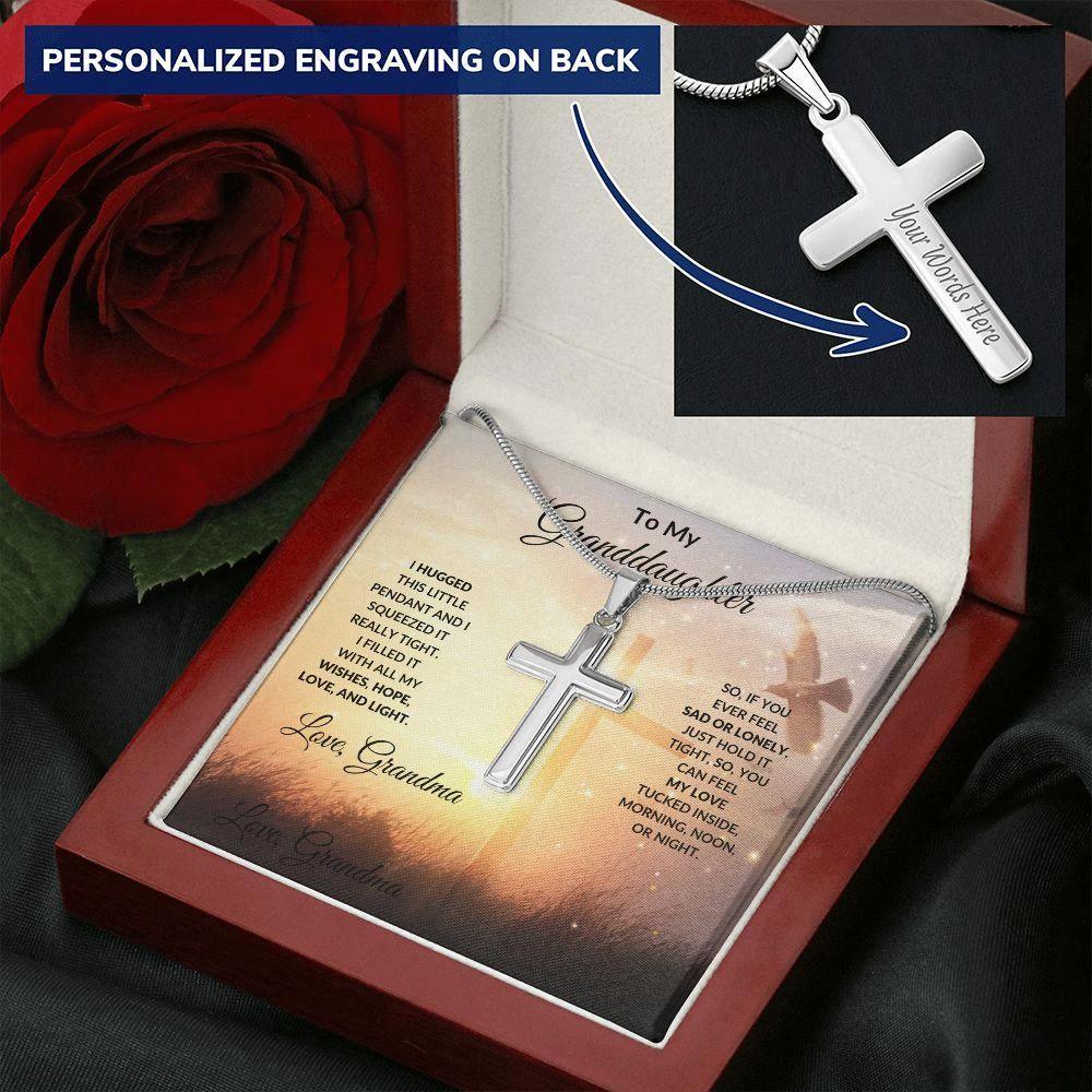 Gift for Granddaughter Personalized Cross Necklace Love Grandma