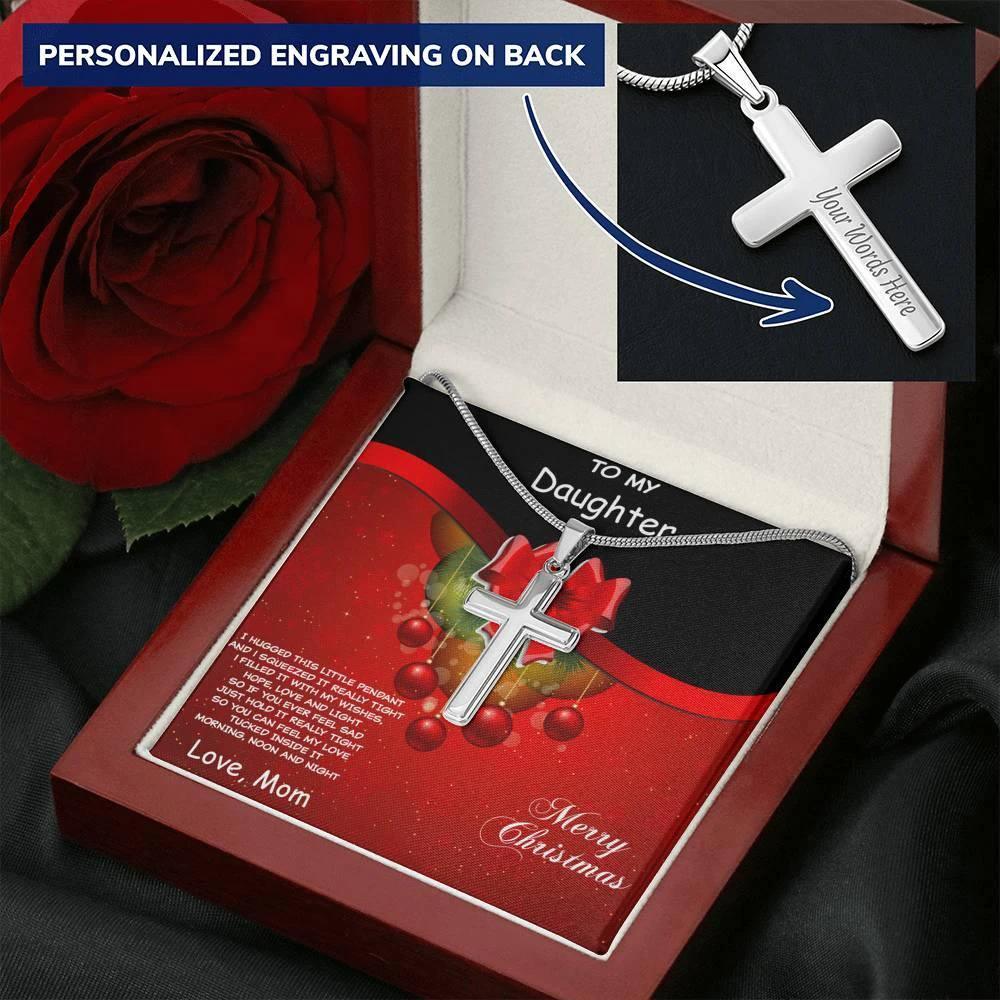 Christmas Gift for Daughter Personalized Cross Pendant Necklace