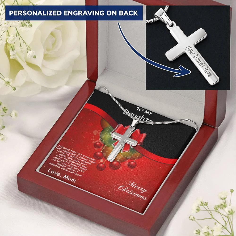Christmas Gift for Daughter Personalized Cross Pendant Necklace