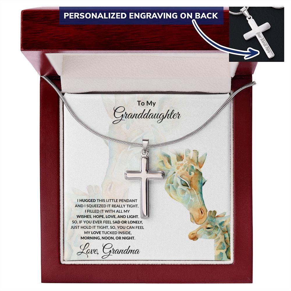 Granddaughter Gift Engraved Cross Necklace - Mallard Moon Gift Shop