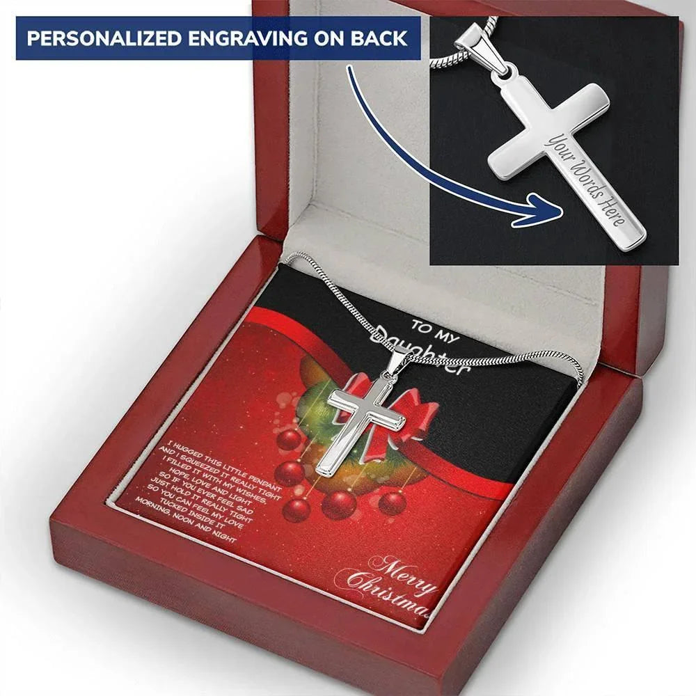 Christmas Gift for Daughter Personalized Cross Pendant Necklace