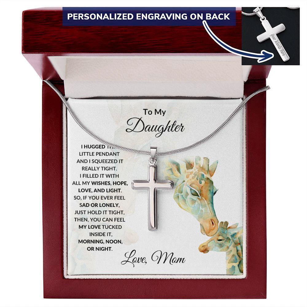 Gift for Daughter Personalized Engraved Cross Necklace
