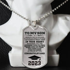 To My Son Congratulations 2023 Graduate Engraved Dog Tag Necklace
