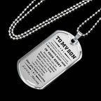 Gift for Adult Son from Mom Personalized Military Dog Tag Style Pendant Necklace with Engraved Back