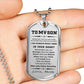 Gift for Adult Son from Mom Personalized Military Dog Tag Style Pendant Necklace with Engraved Back - Mallard Moon Gift Shop