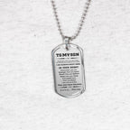 Gift for Adult Son from Mom Personalized Military Dog Tag Style Pendant Necklace with Engraved Back