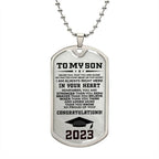 To My Son Congratulations 2023 Graduate Engraved Dog Tag Necklace