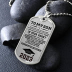 To My Son Congratulations 2023 Graduate Engraved Dog Tag Necklace