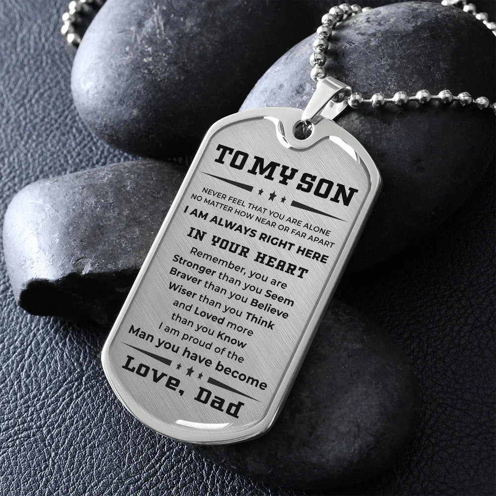 Gift for Adult Son Military Style Dog Tag Necklace Love Dad