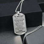 Gift for Adult Son Military Dog Tag Style Necklace Love Mom & Dad