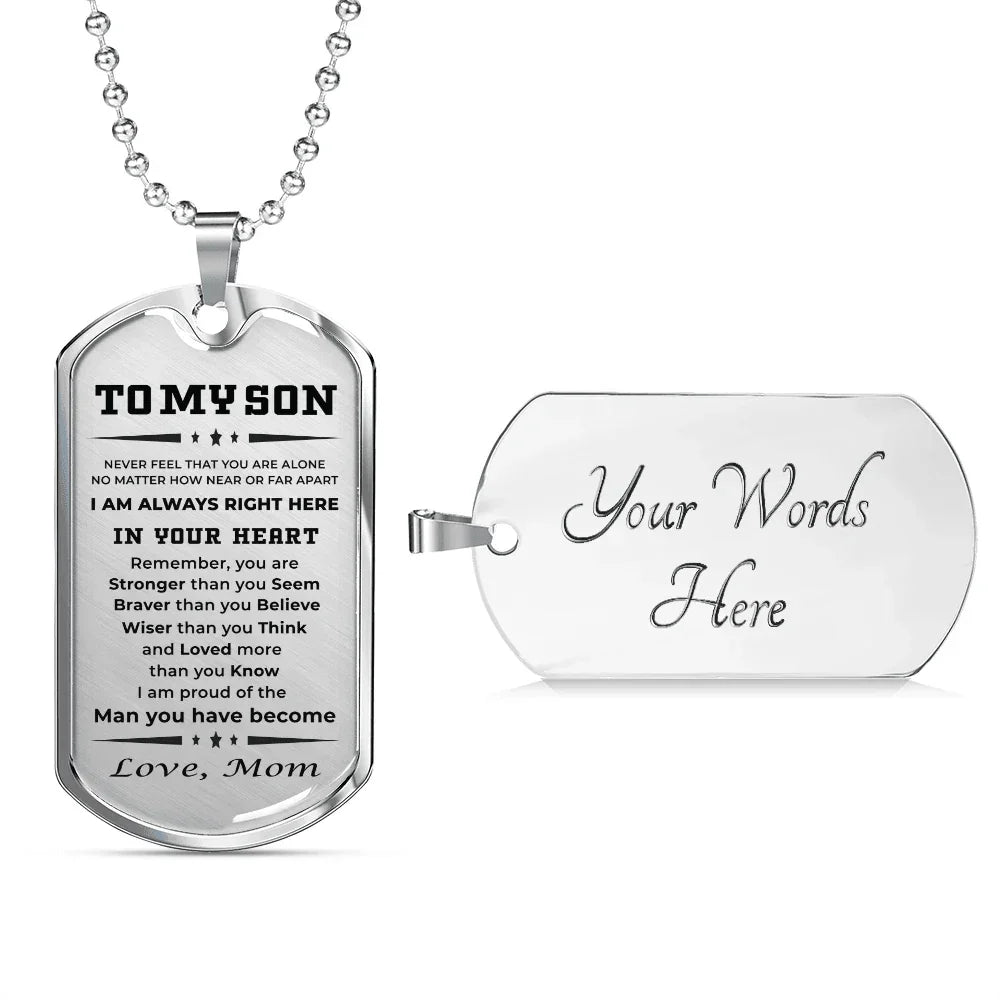 Gift for Adult Son Military Dog Tag Style Necklace Love Mom