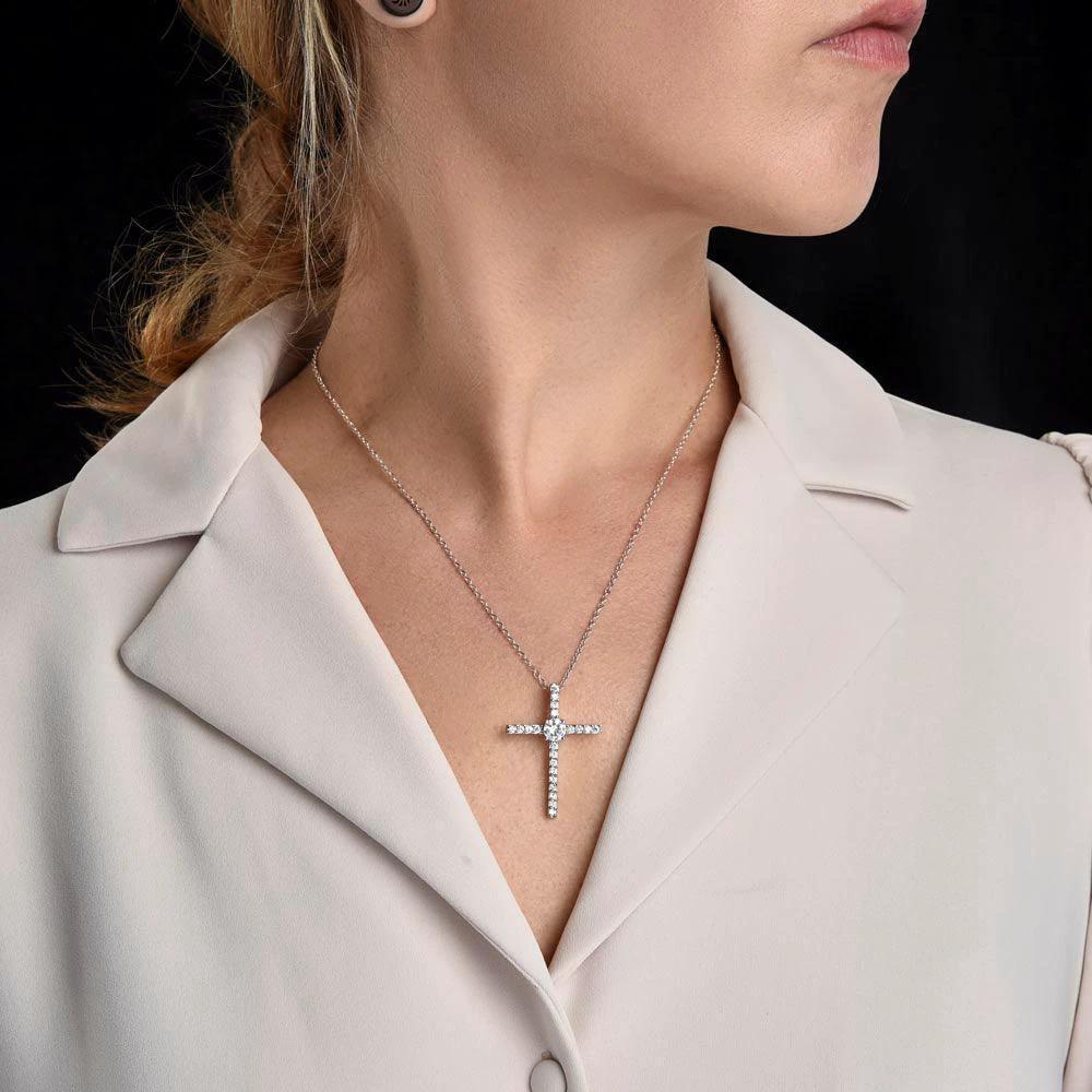 Gift for Mom CZ Cross Necklace
