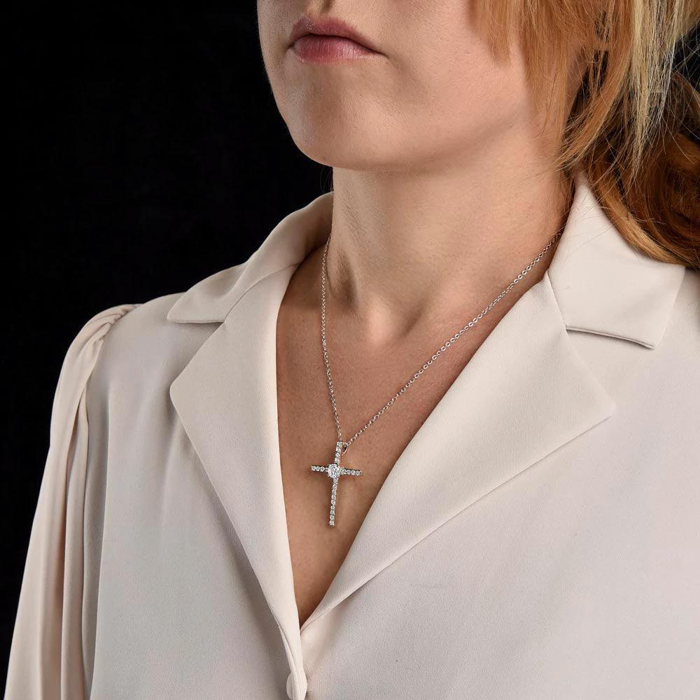 Gift for Mom CZ Cross Pendant Necklace