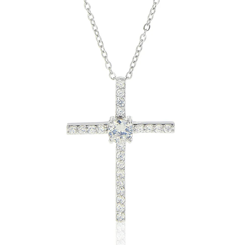 Gift for Mom CZ Cross Pendant Necklace