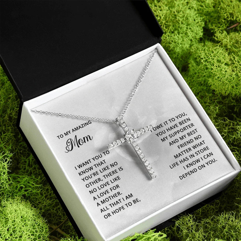 Gift for Mom CZ Cross Necklace