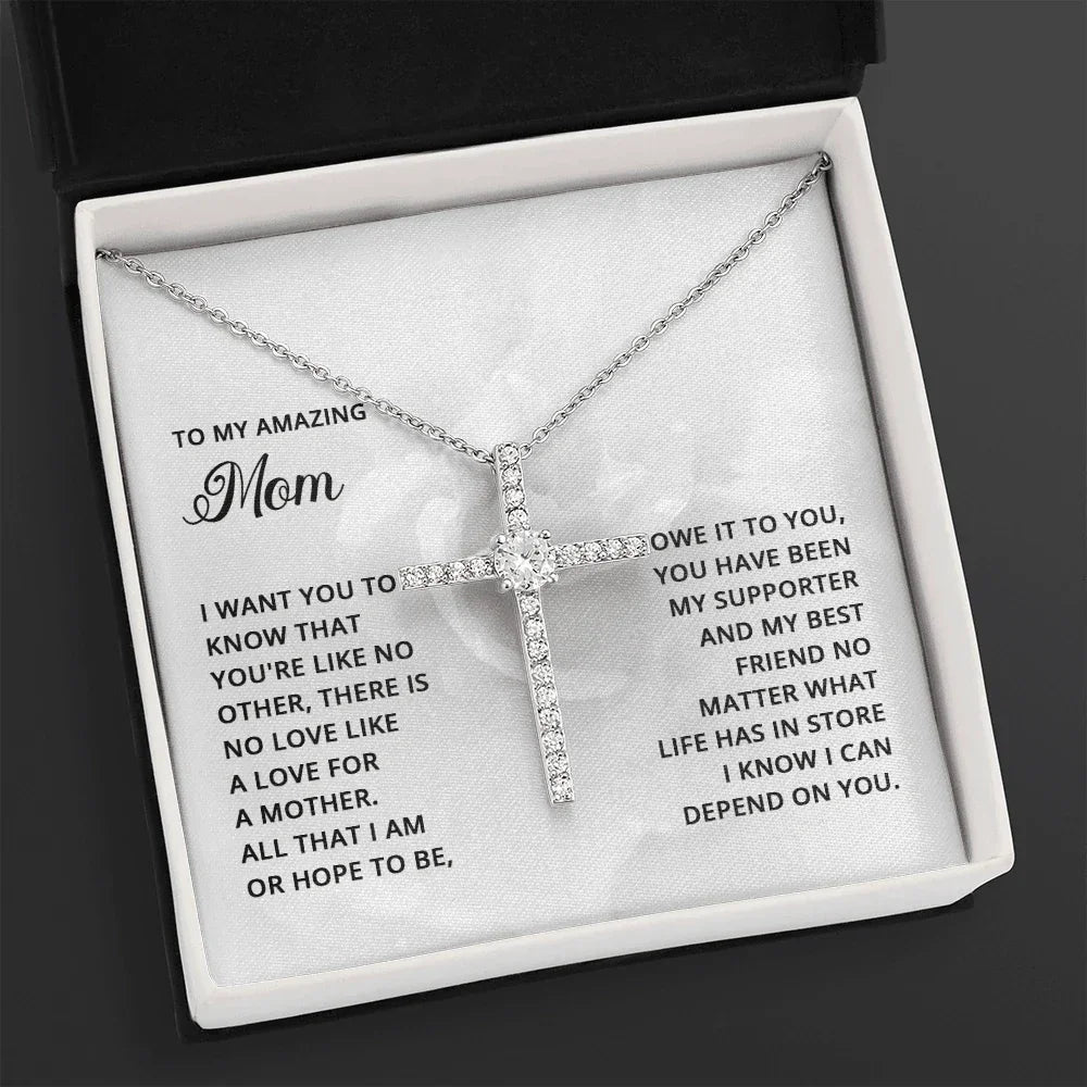 Gift for Mom CZ Cross Necklace