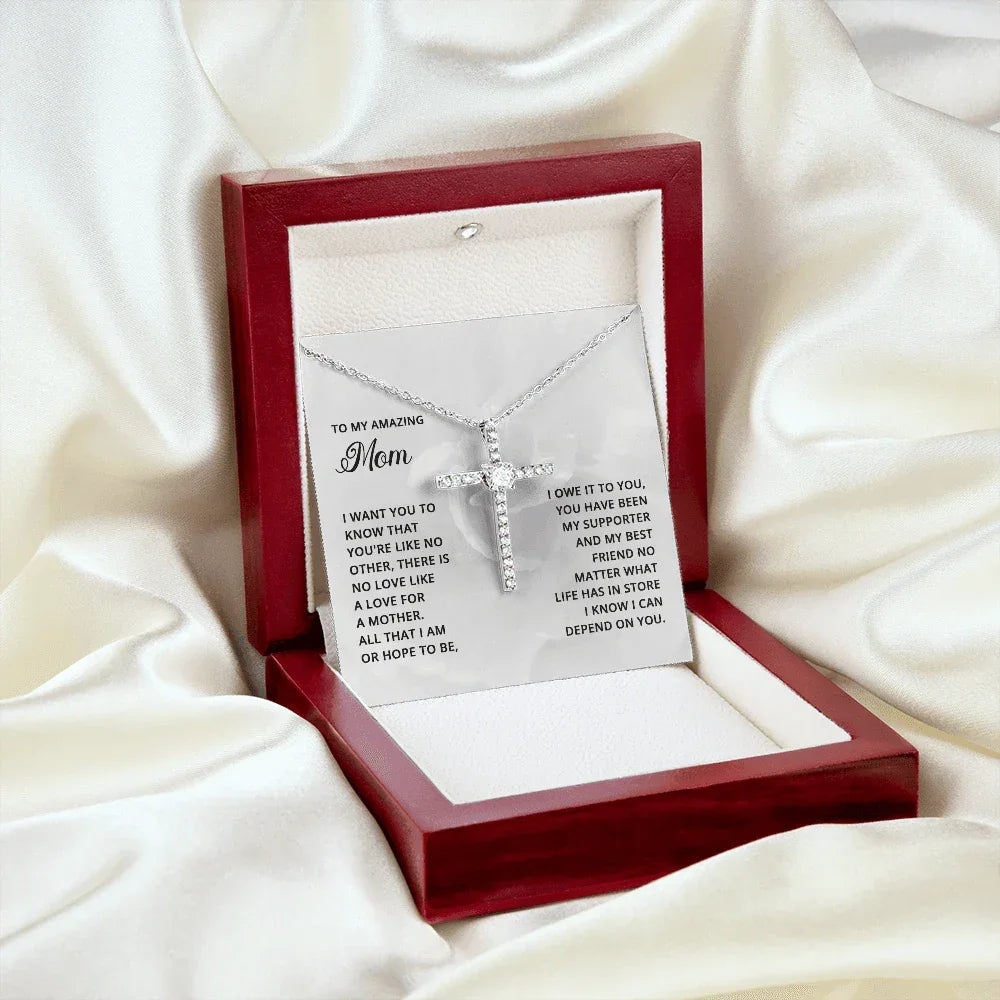 Gift for Mom CZ Cross Necklace