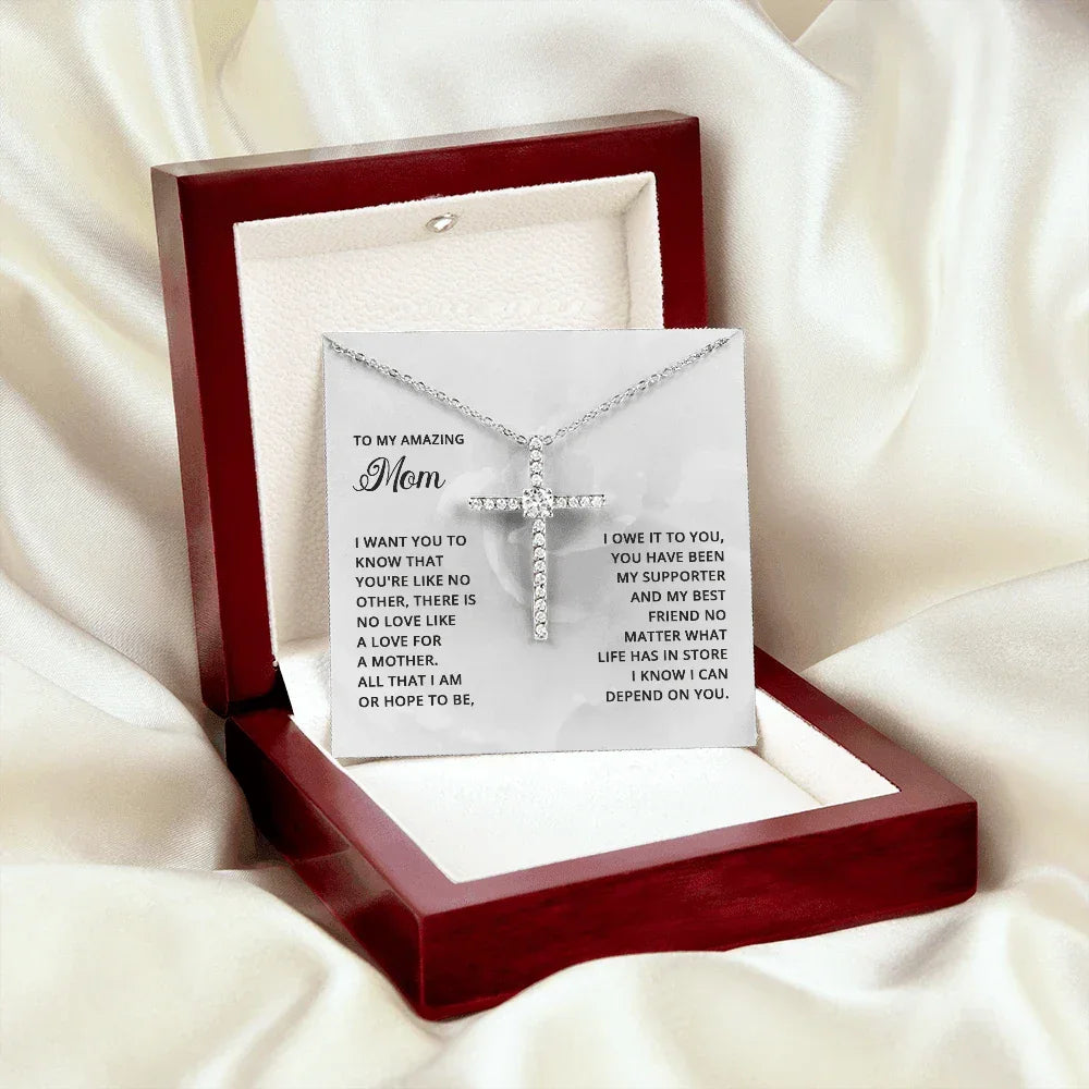 Gift for Mom CZ Cross Necklace